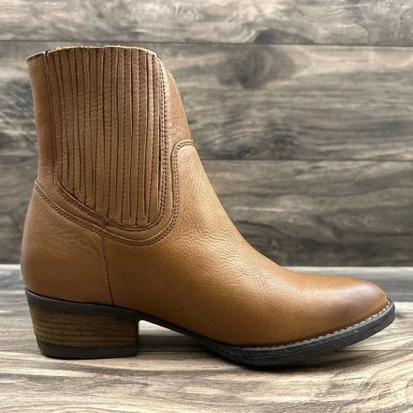 ❌SOLD❌NIB Harley Davidson Lorene Gore Western Moto Ankle Leather Boots Tan 8.5M - Picture 7 of 12